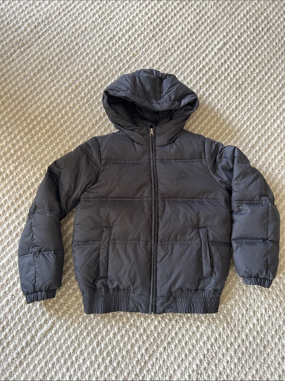 United Colors Of Benetton Kids Dark Gray Hooded Puffer Jacket